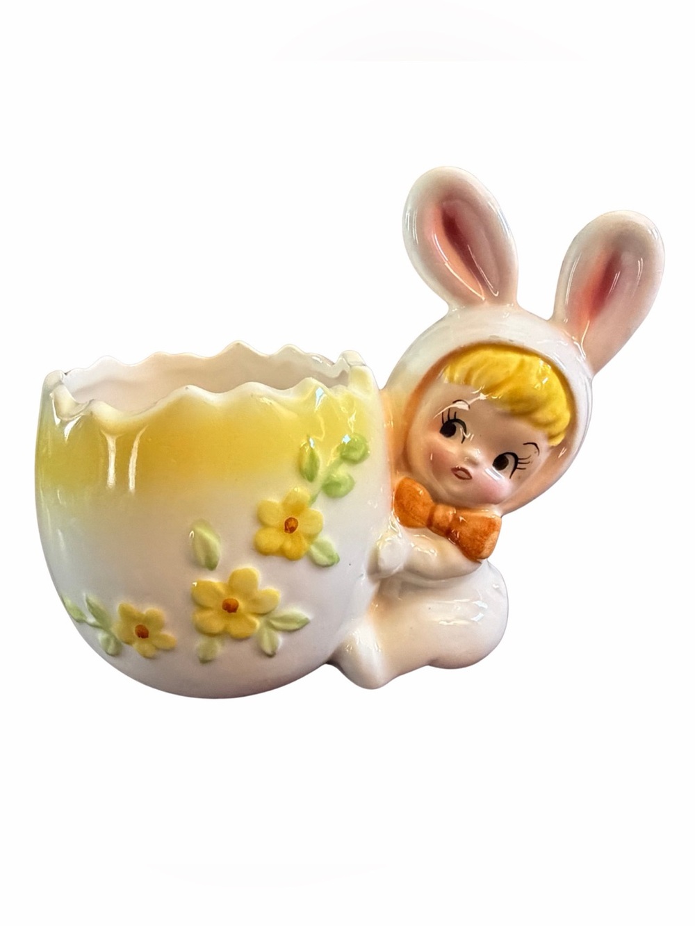 Vintage 1950’s Lefton Kitschy Easter Bunny Planter 4”
